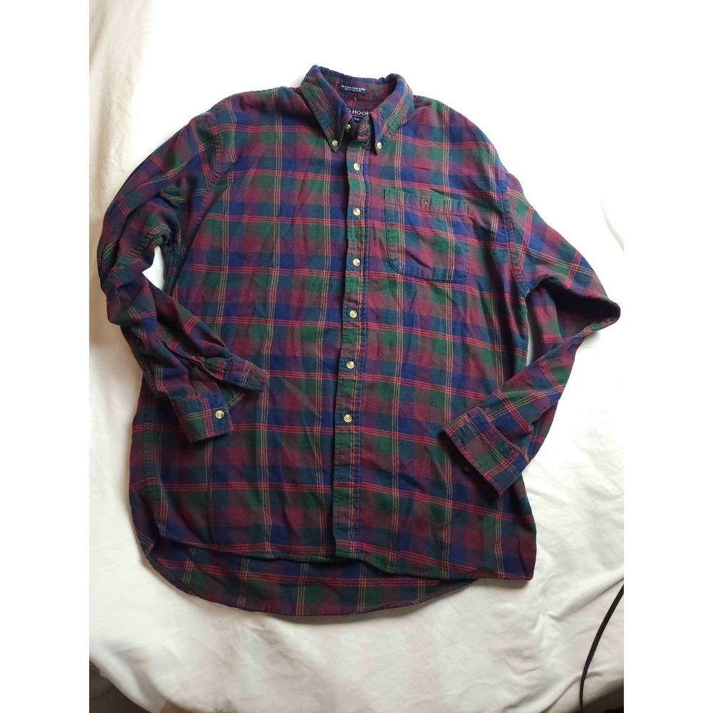 JG Hook Button Down Shirt Mens Large Multicolor Flannel Plaid Outdoor Casual
